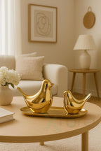Golden Ceramic Blessing Birds Figurines