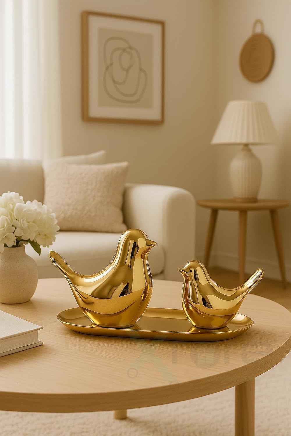 Golden Ceramic Blessing Birds Figurines