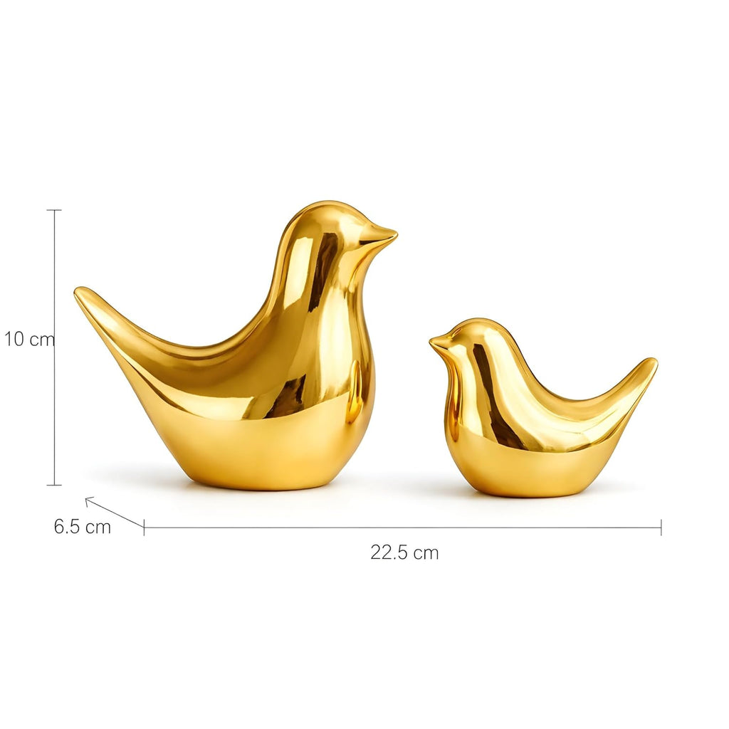 Golden Ceramic Blessing Birds Figurines