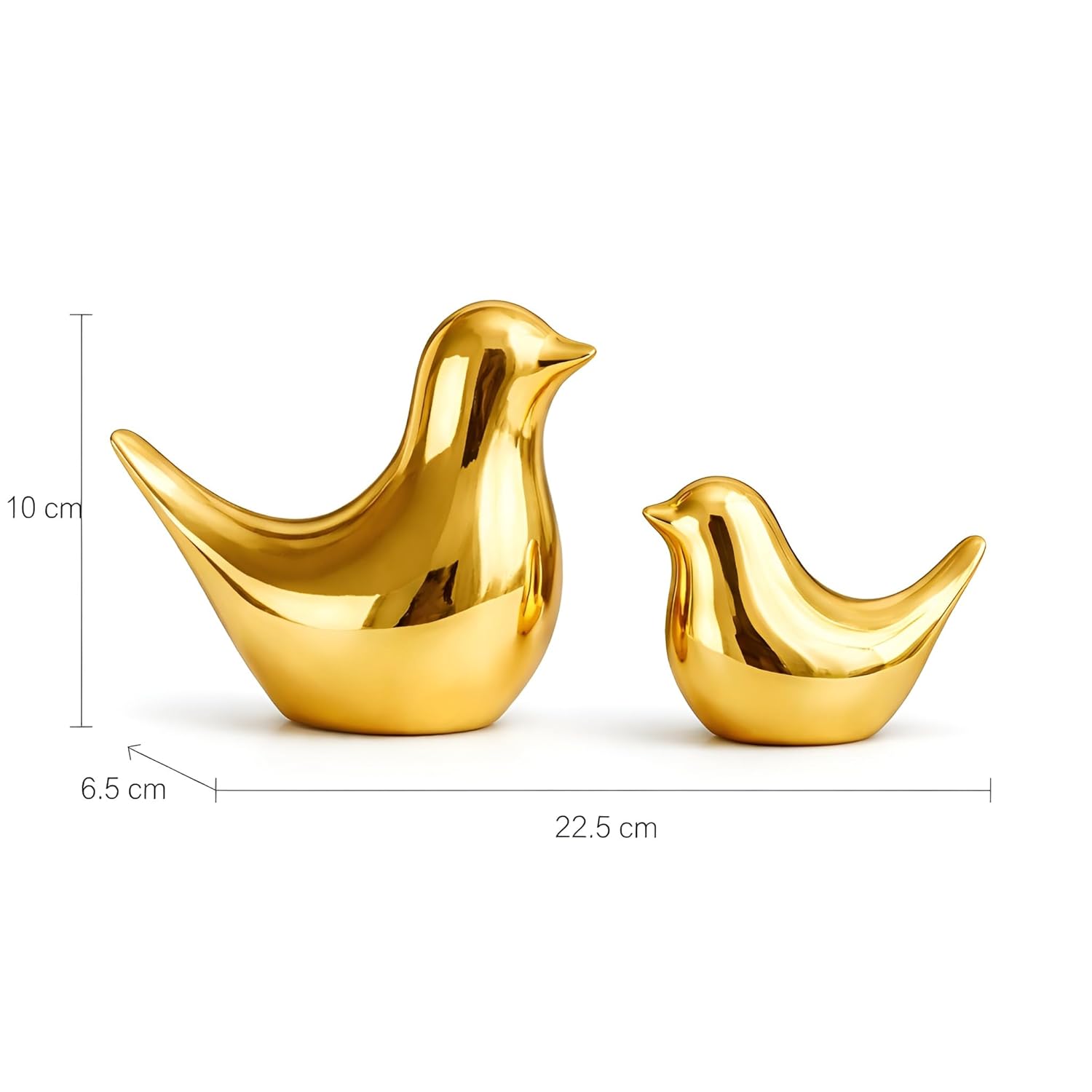 Golden Ceramic Blessing Birds Figurines