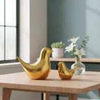 Golden Ceramic Blessing Birds Figurines