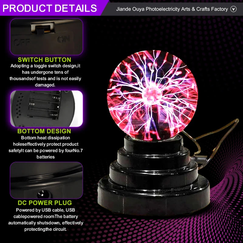 Interactive Plasma Ball Novelty Lamp